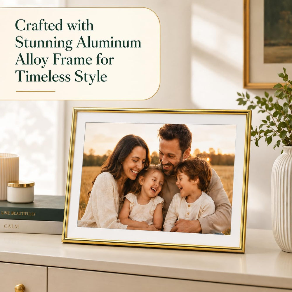 ELIME 15.6" Frameo Digital Picture Frame WiFi 32GB, Touchscreen, Gold