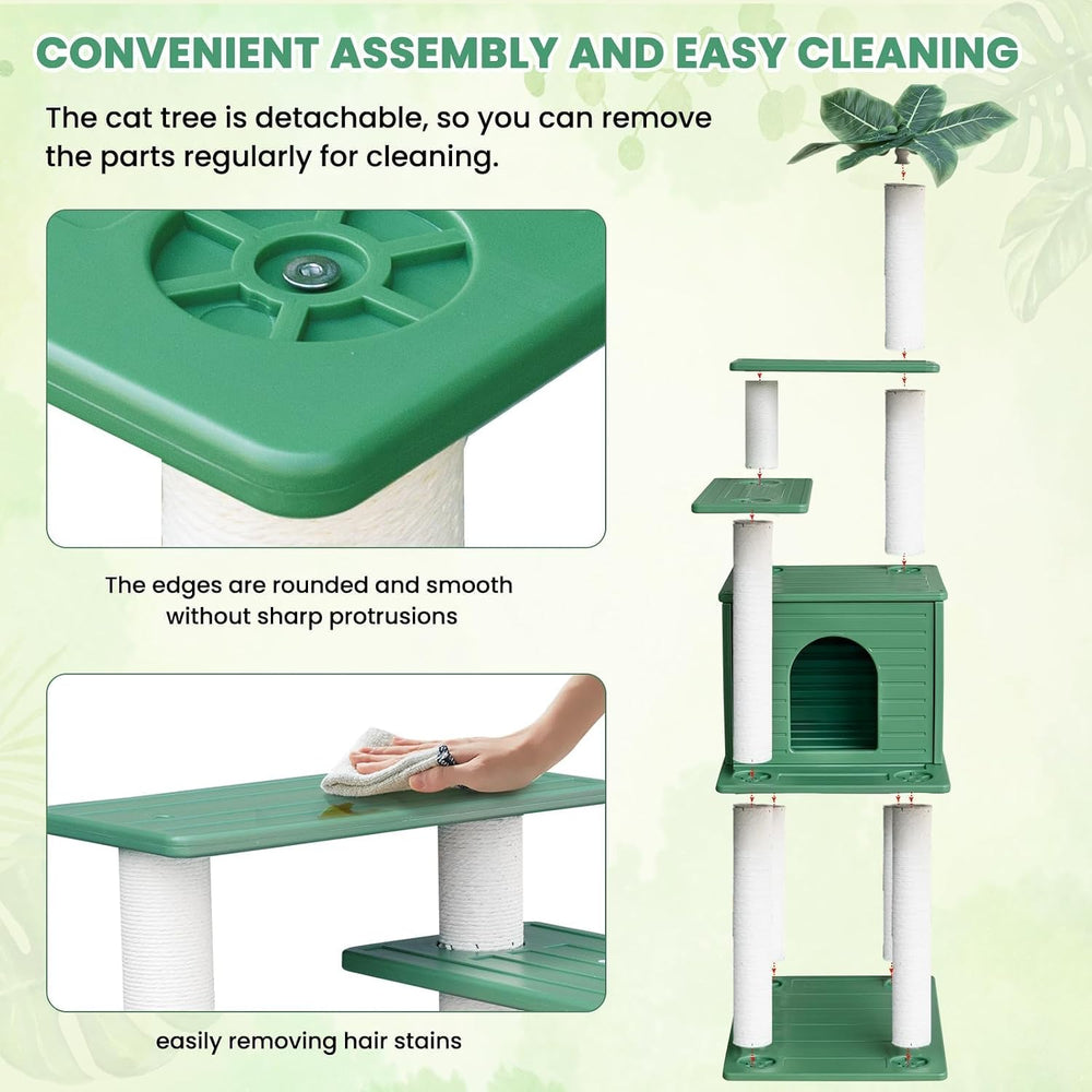 Outdoor Tall Weatherproof Cat Tree Tower with PE Board and Cat Scratch Post