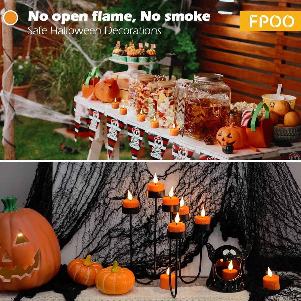 Halloween Candles Flameless Fake tealight Candle,12 Packs LED Tea Lights Rech...