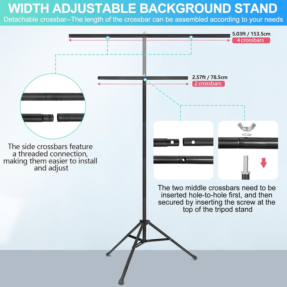 Black White Backdrop Screen with Stand Kit for Photo Video Studio Filming 5X7...