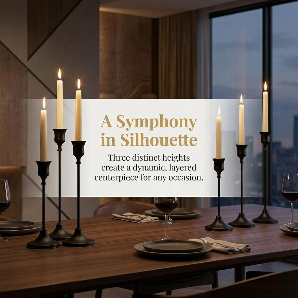 4 Sets(12 Pcs) Black Tapered Candle Holder,Candlestick Tall Metal Candlestick...