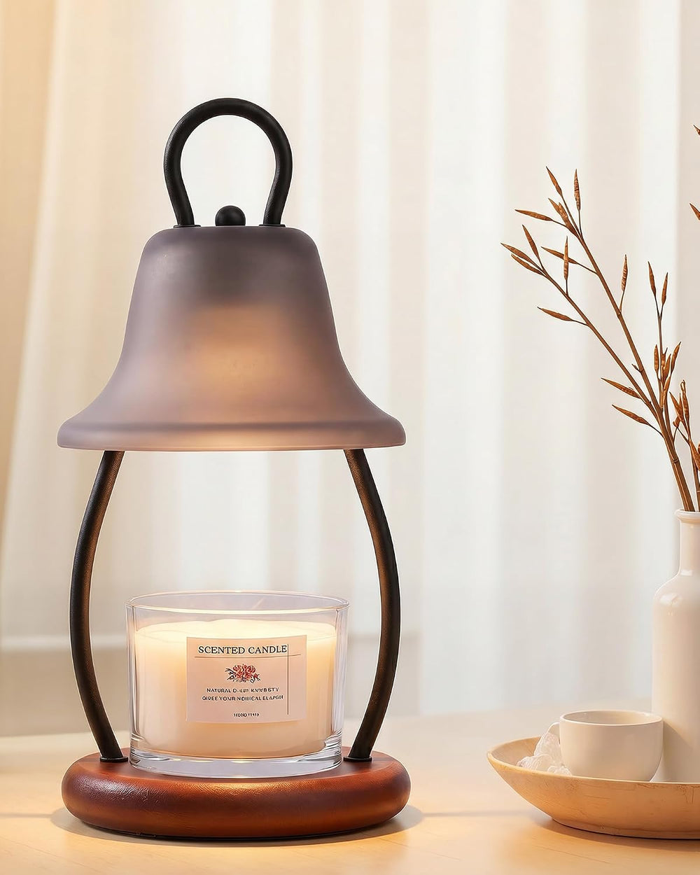 Candle Warmer Lamp with Timer, Dimmable, Adjustable Height, Black