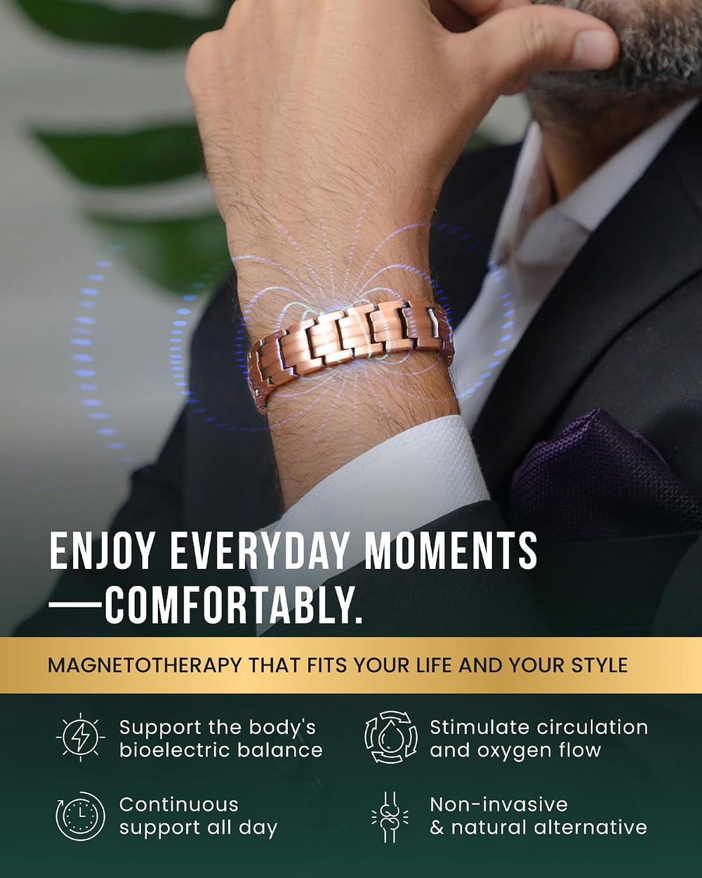 MagnetRX® EllipseMAX 5X Strength Magnetic Copper Bracelet for Men
