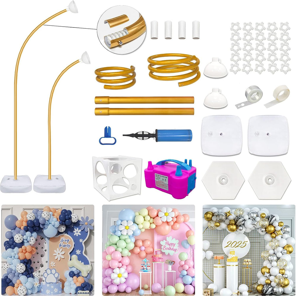 Balloon Arch Kit with Pump 8.2FT/5FT Gold Half Arch Balloon Stand for Party