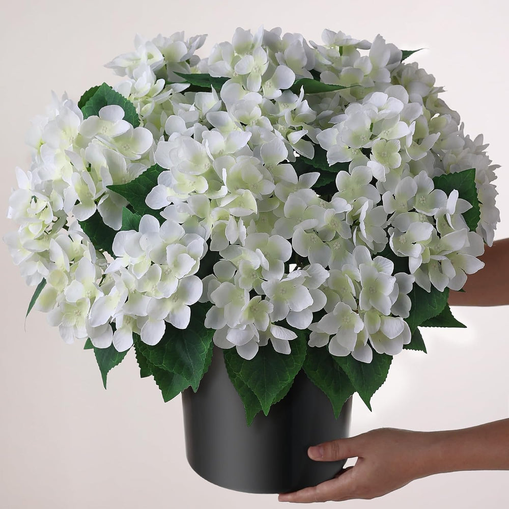 2 Sets Artificial Hydrangea Flower Topiary Ball Trees for Porch (White)