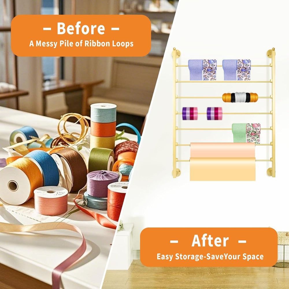 7 Tier Ribbon Storage Organizer, Wall Mounted Ribbon Organizer