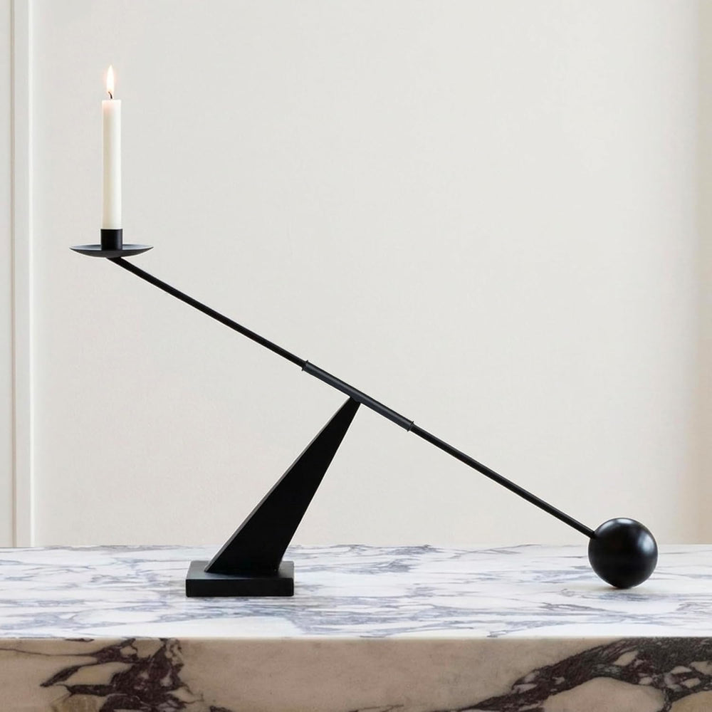 Modern Metal Black Taper Candle Holder,Decorative Candle Stand 19''