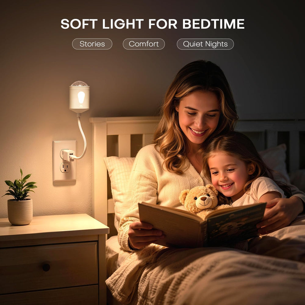 One Fire 2-in-1 USB Aurora Projector with Remote and Night Light, White