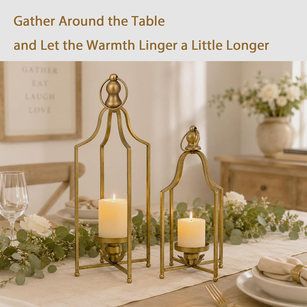 12.5" & 16.5" Timeless Cozy Decorative Lanterns Set of 2, Handc...