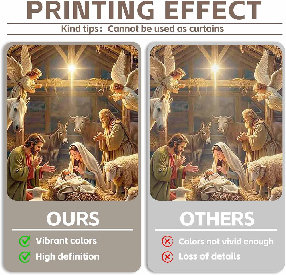 8x6ft Fabric Christmas Manger Scene Nativity Photography Backdrop