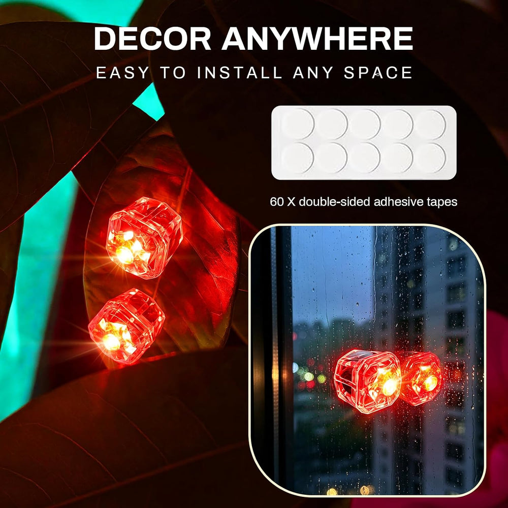 Aogist 48pcs Red Mini Diamond LED Lights Waterproof Battery Operated