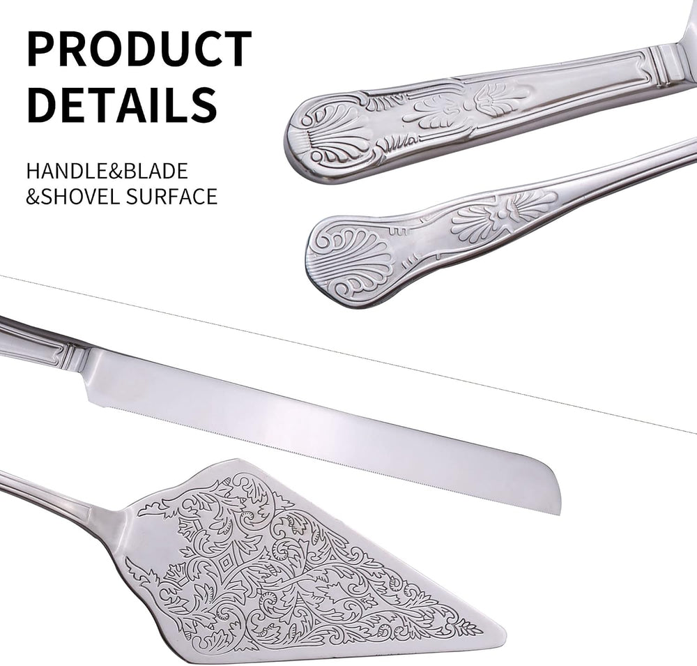 Vintage Wedding Cake Knife and Server Set, Stainless Steel Cake Pie Pastry Cu...