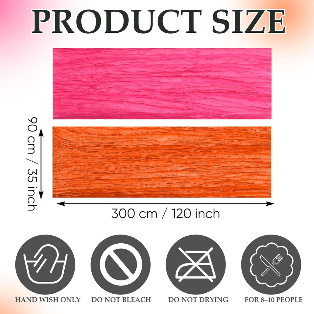 6 Pcs Hot Pink and Orange Cheesecloth Table Runners 118"