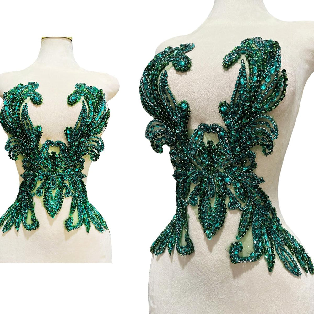 Pure Handmade Rhinestones lace Applique Accessories handsewing Beads Stones T...