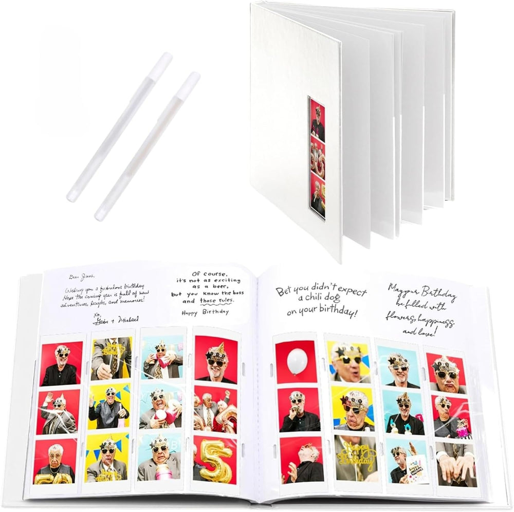pbf Photo Booth Guest Book, 2x6 Photo Strip Scrapbook Album, White, 1-Pack