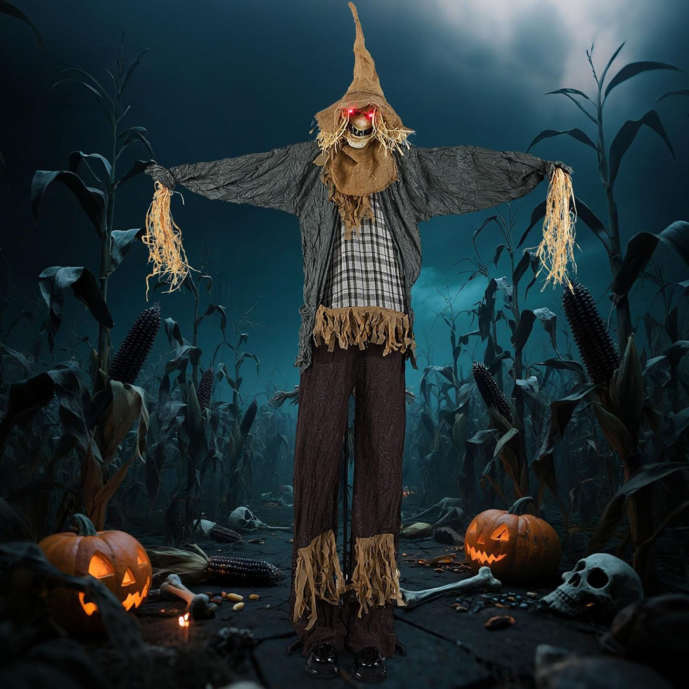 Moccha Standing Scarecrow Halloween Decorations - 7 FT Sound-Activated Ghost ...