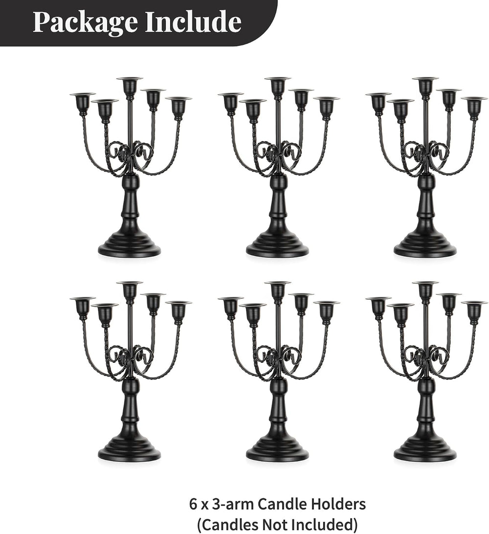 NUPTIO Candelabra Candlestick Holders for Centerpiece: Black Candle Holder