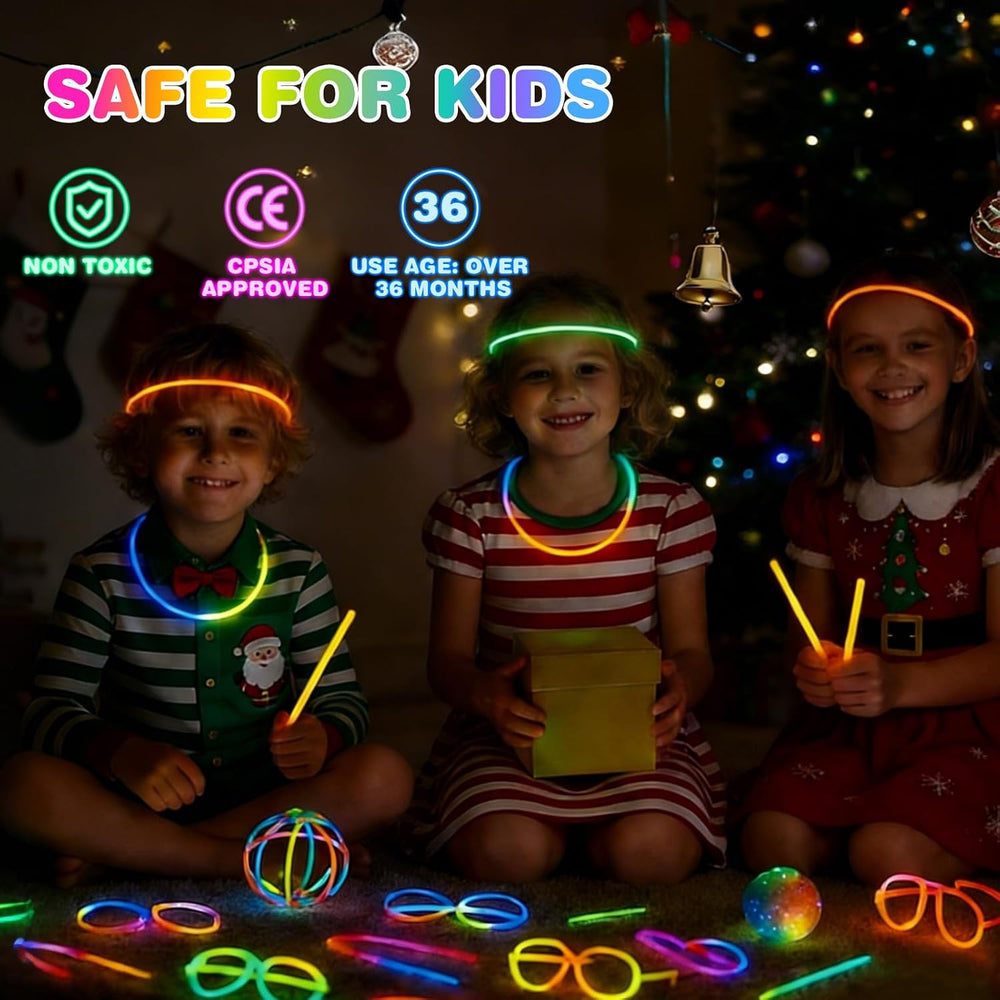 800 Pcs 8 inch Ultra Bright Glow Sticks Bulk Party Favors Pack,Christmas,East...
