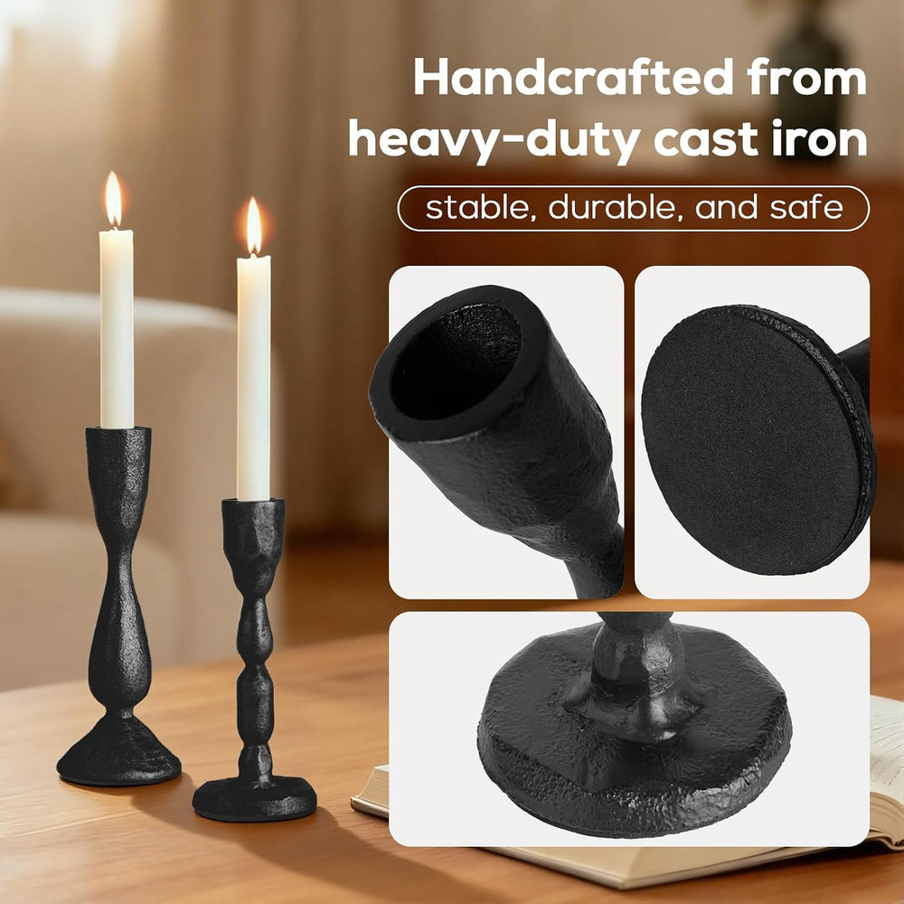 Black Taper Candle Holders Set of 2 Vintage Iron Black Candlestick Holder