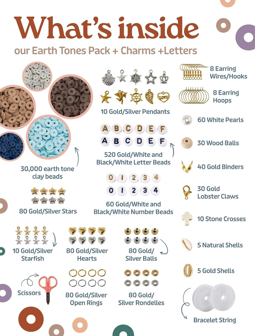 Box-O-Beads Earth Tones Clay Beads Bracelet Making Kit – 31,050 Pieces Friend...