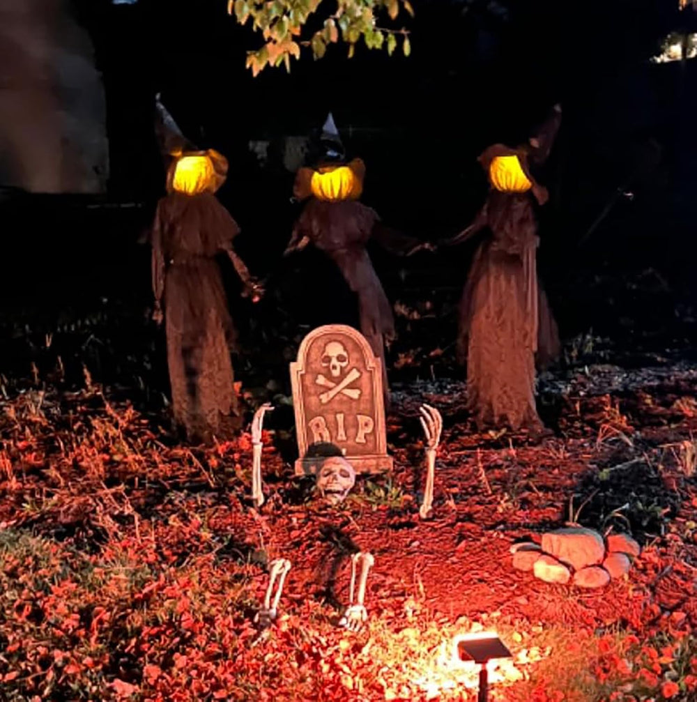 Halloween Decorations, Set of 3 Light Up Witches Holding Hands Witches with S...