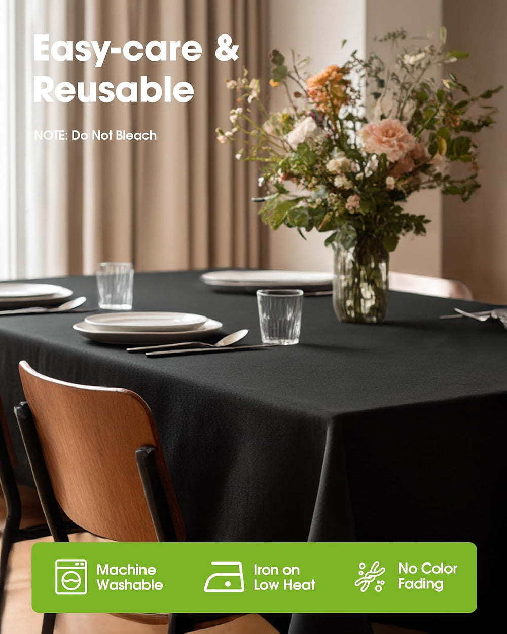 Pureegg Polyester Tablecloth 60" x 84" Reusable & Washable 12 P...
