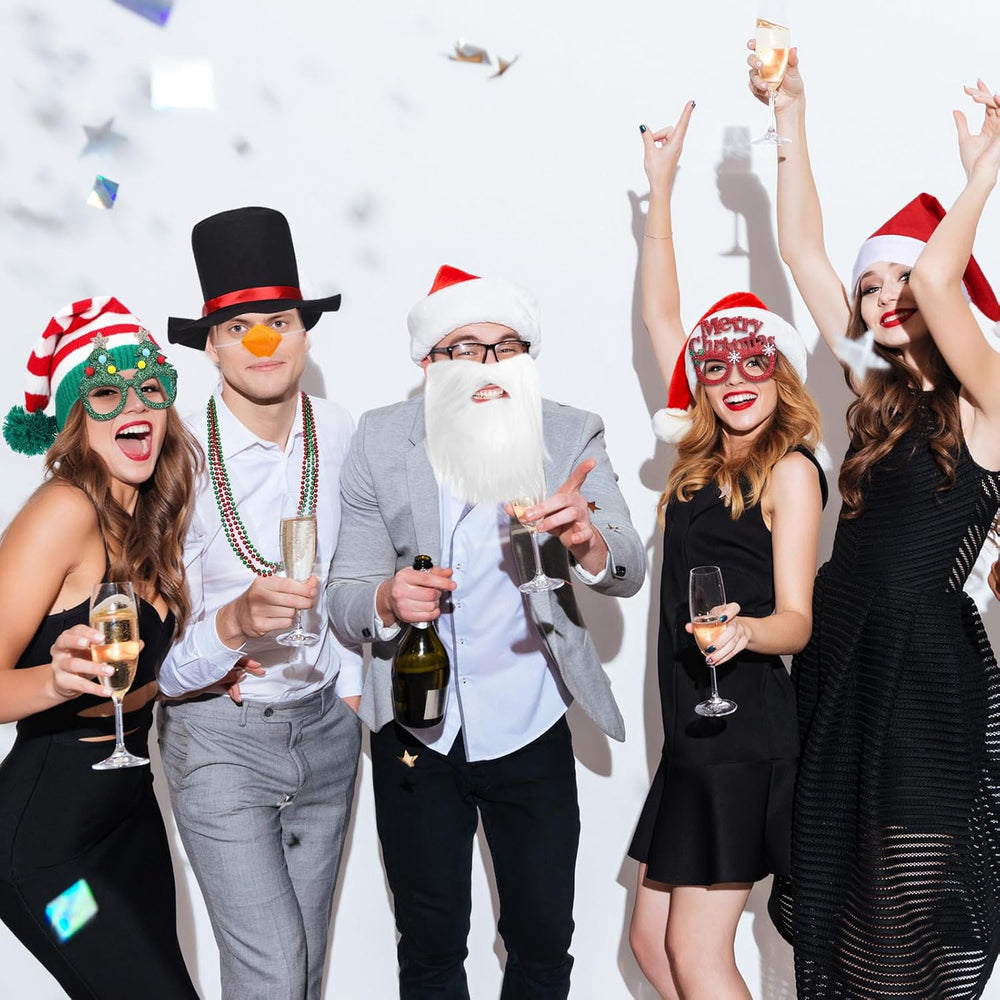 Viorawhite 19 Pcs Christmas Photo Booth Props, Xmas Party Accessories