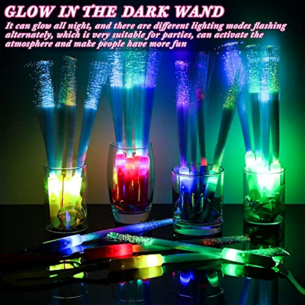 200 Pcs Fiber Optic Wands Bulk, LED Glow Sticks with Batteries