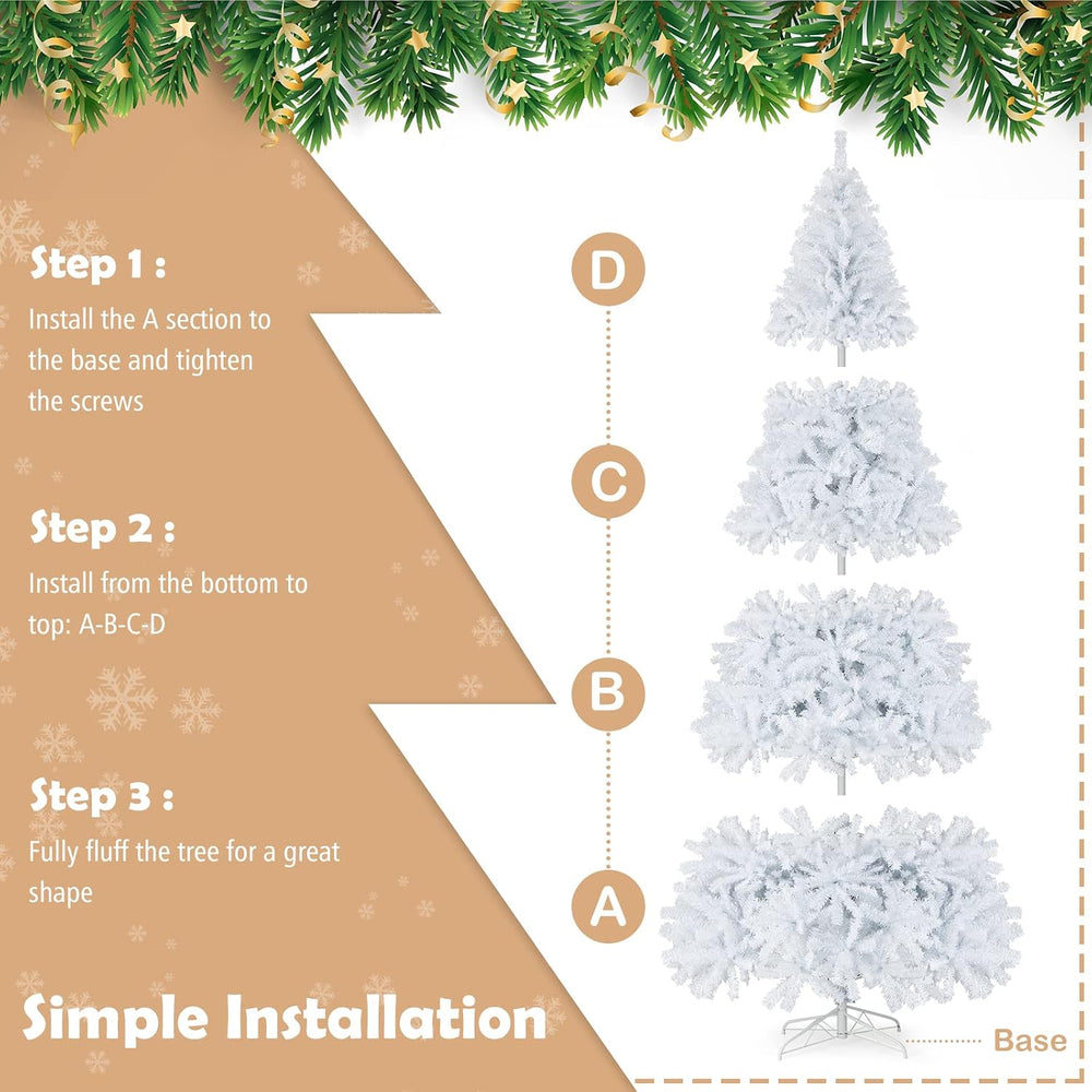 GOFLAME 9FT White Christmas Tree, Artificial Hinged Christmas Tree with 2132 ...
