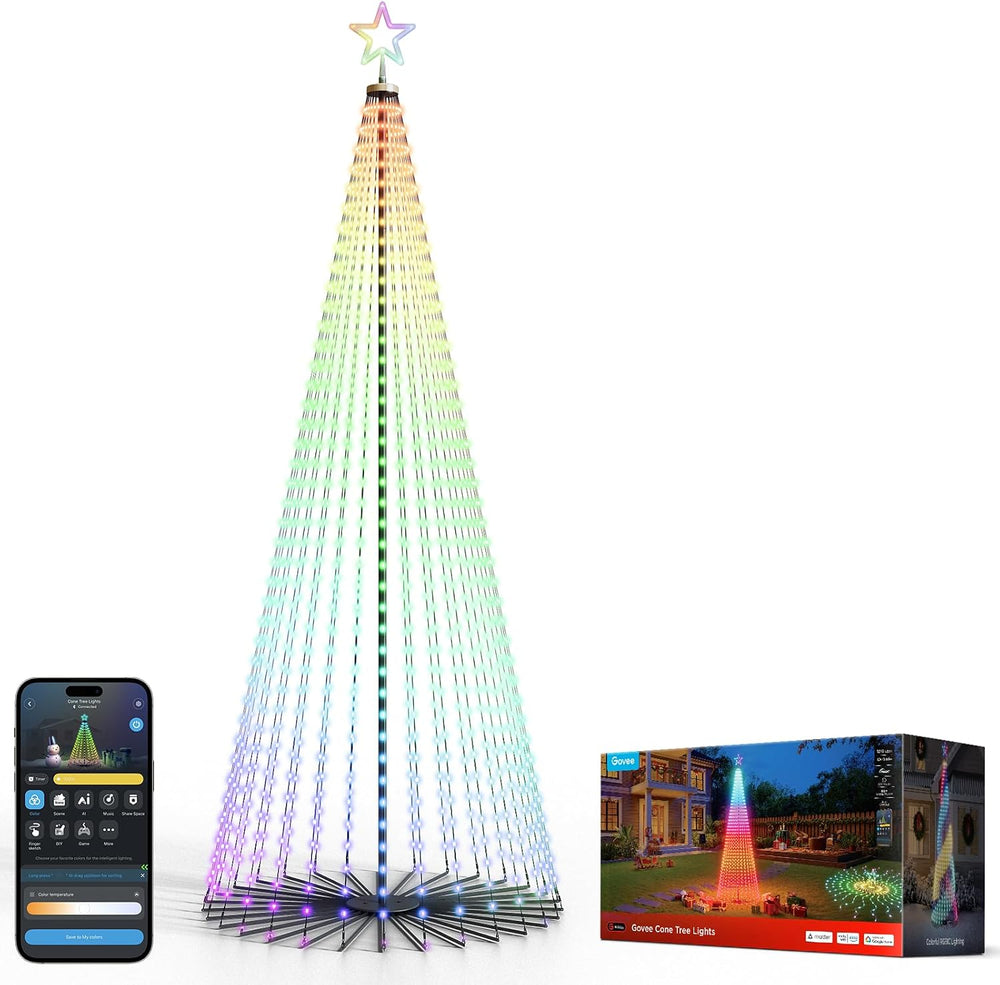 Govee Christmas Cone Tree Lights, 12ft 1210 LEDs RGBIC Christmas Tree Light