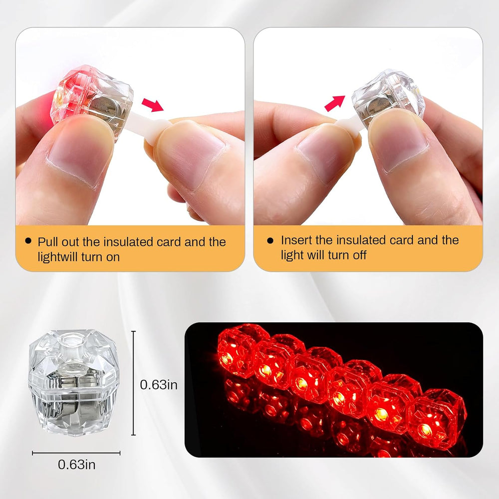 Aogist 48pcs Red Mini Diamond LED Lights Waterproof Battery Operated
