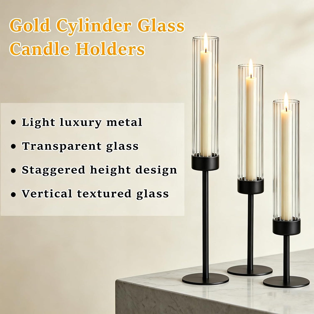 Hurricane Glass Candle Holder, Vintage Taper Candlestick Holders