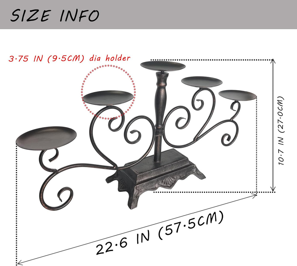 Fireplace Candle Holder 5 Candelabra for Pillar Candles Black Candle Stand - ...
