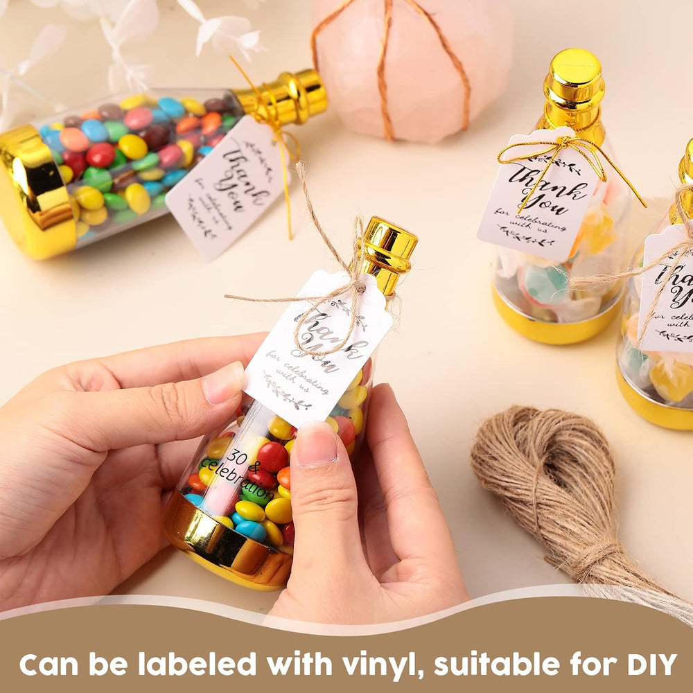 Gerrii 50 Pcs Mini Plastic Champagne Bottles Metallic Candy Container