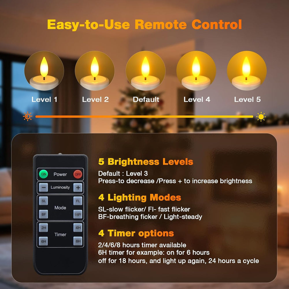 Yme Waterproof Rechargeable Tea Lights with Remote,Magnetic Charger Base