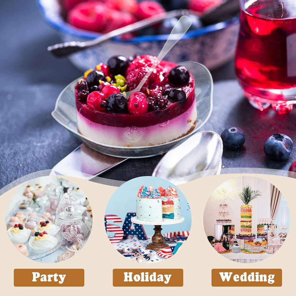Potchen 300 Pack 3.1'' Mini Dessert Plates with Tasting Spoons Mini P...