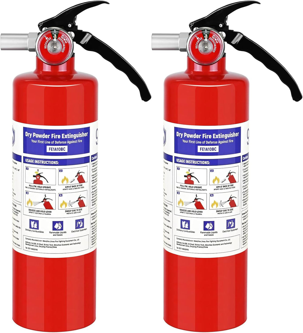 2 Pack ABC Fire Extinguishers, 2.5 lb 1A:10B:C Rated with Mount
