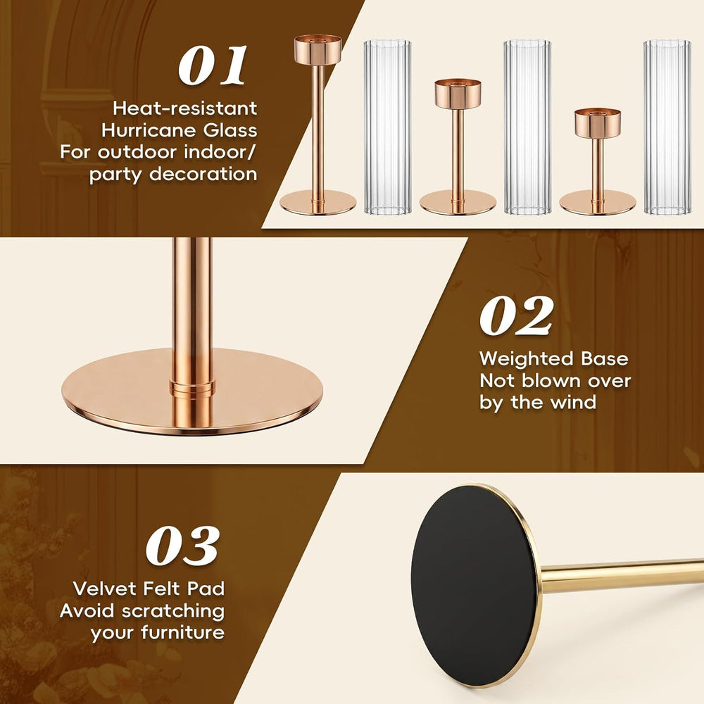 Gold Candle Holders Set of 6 for Taper Candle Holders