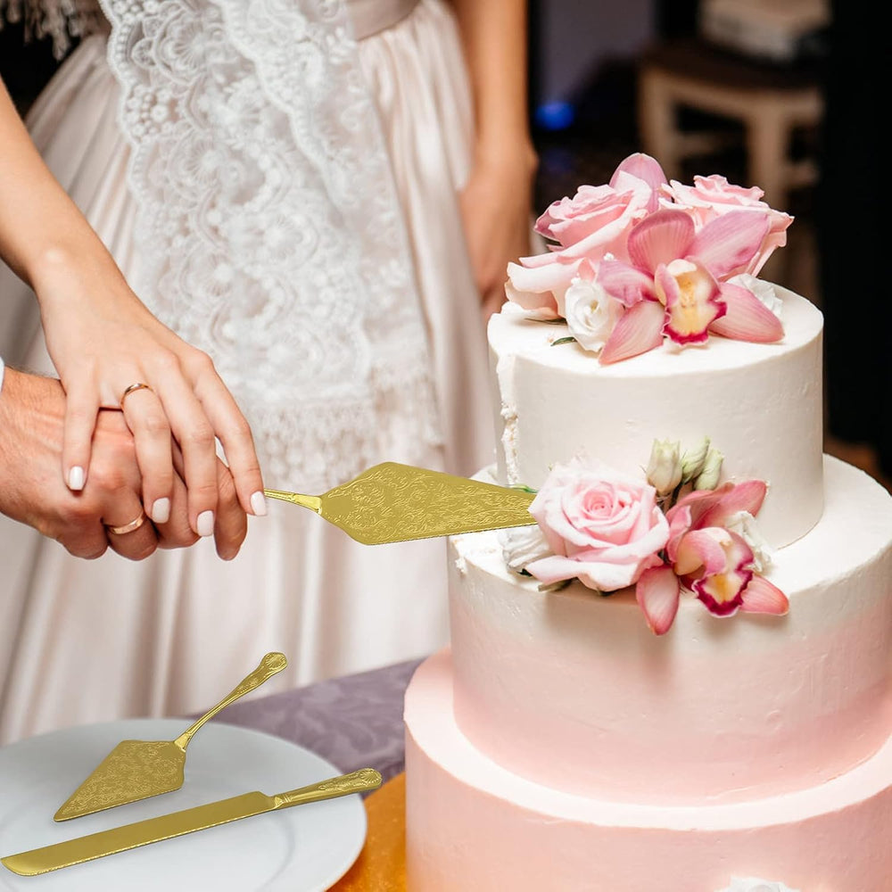 Vintage Wedding Cake Knife and Server Set, Stainless Steel Cake Pie Pastry Cu...