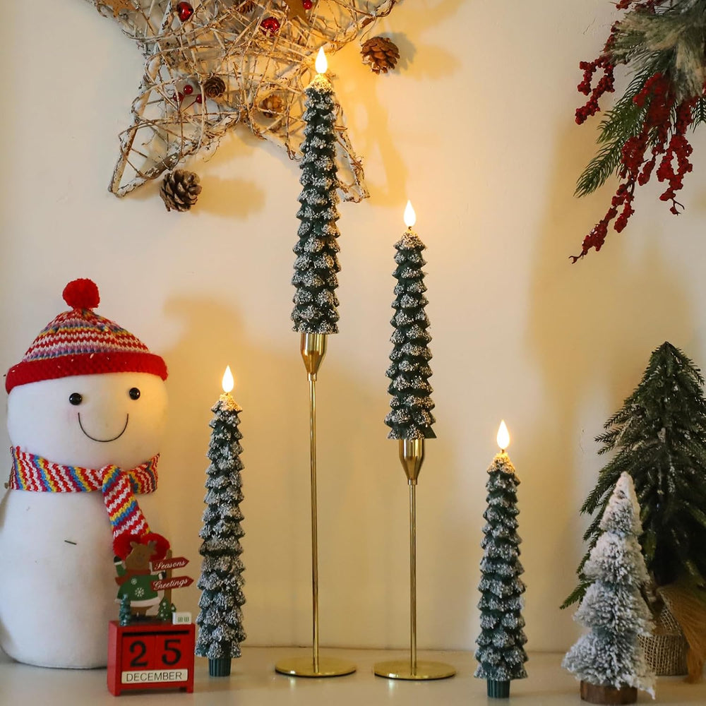 Christmas Decorations, Christmas Tree Flameless Taper Candles with Remote