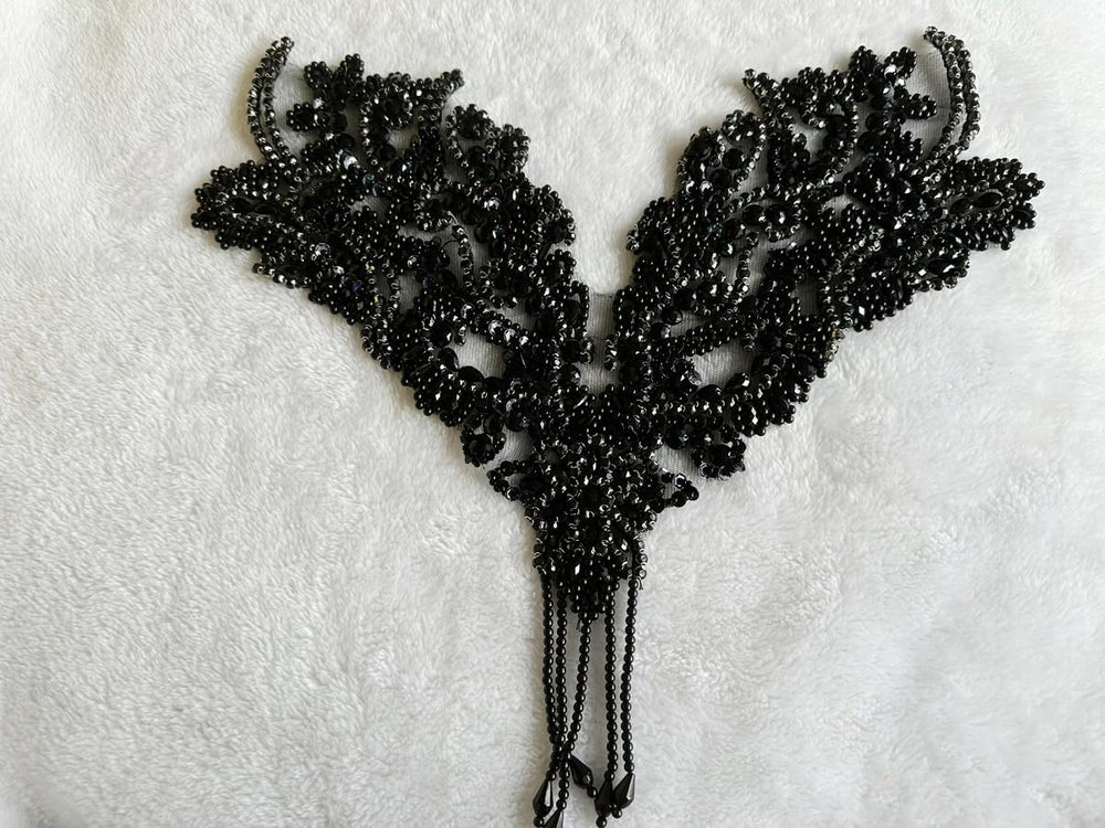 Pure Handmade Rhinestone Fringe Patch Trim Crystal Beaded Applique for Sewing...