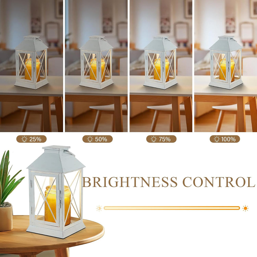 Candle Warmer Lamp with Timer, Farmhouse Rustic Lantern-White