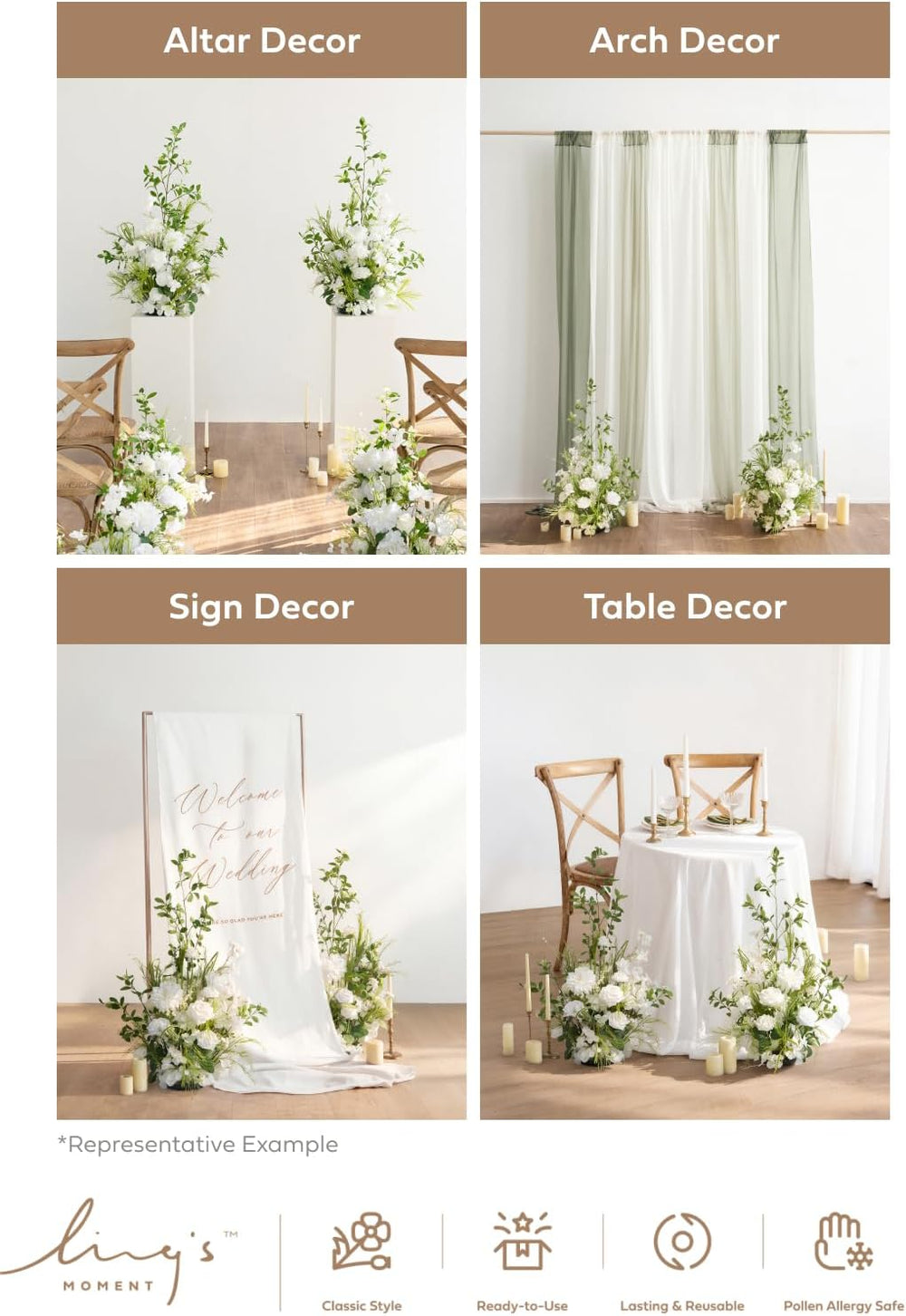 Ling's moment Large Free-Standing Flowers, Wedding Arch, 36", 2pcs, ...