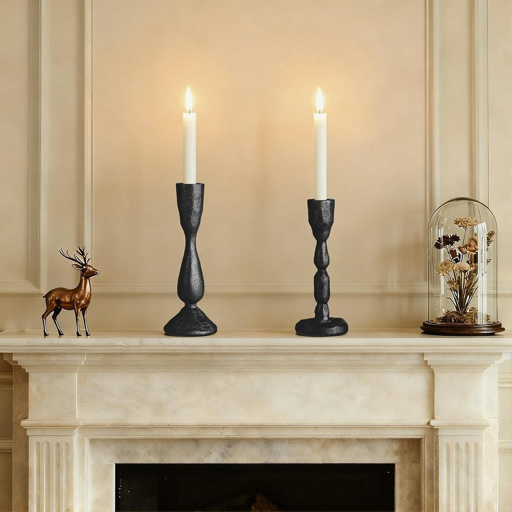 Black Taper Candle Holders Set of 2 Vintage Iron Black Candlestick Holder