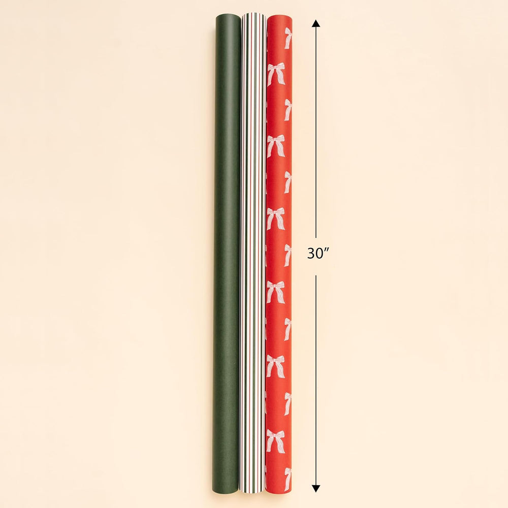 Merry Market Christmas Wrapping Paper Rolls, Premium Matte Gift Wrap, 30” x 1...