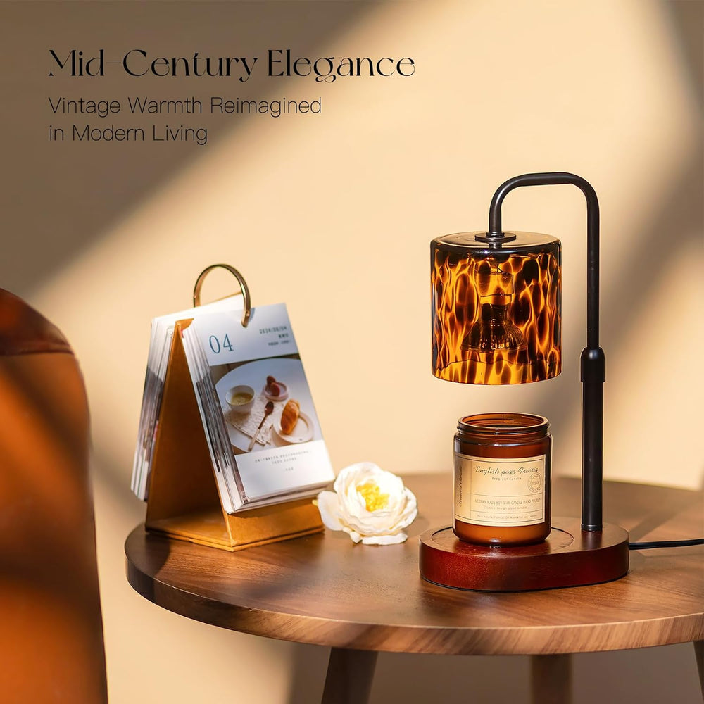 Candle Warmer Lamp with Timer, Tortoise Shell Glass Shade