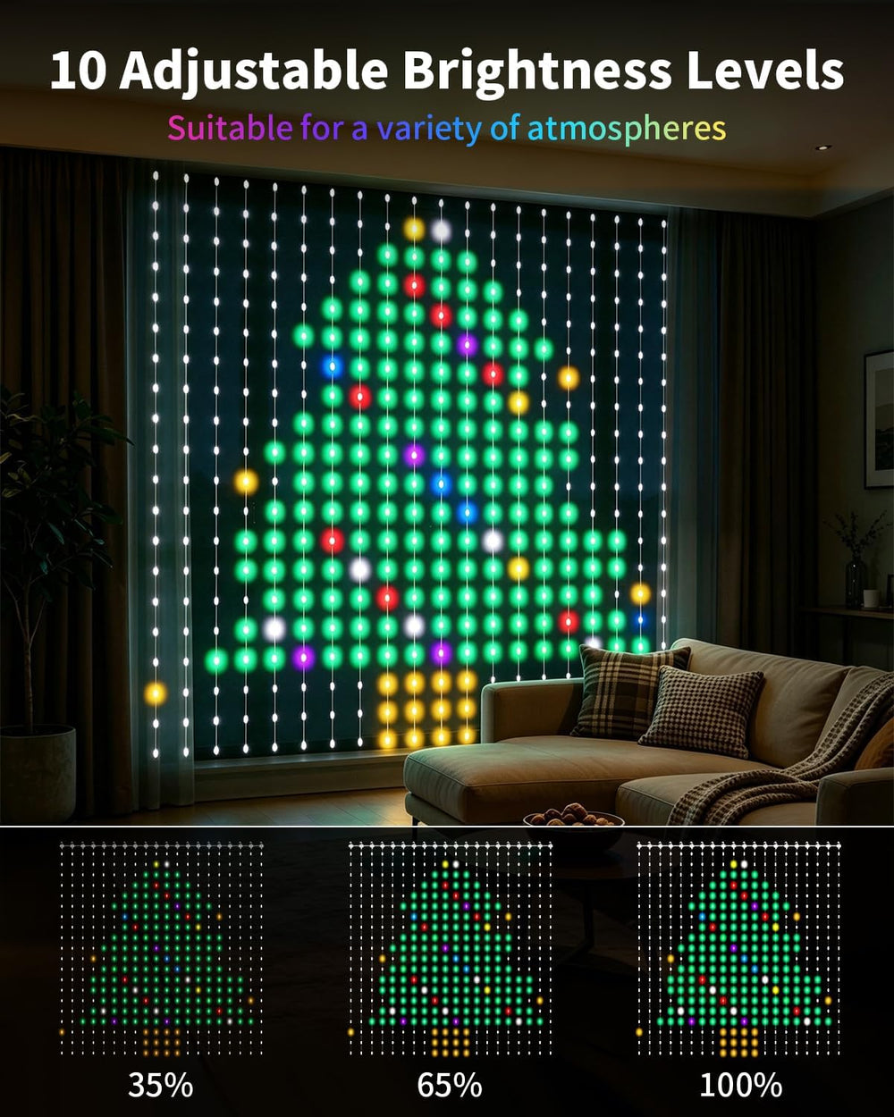 Smart Curtain Lights 400Leds, Dynamic DIY String Lights 6.5x6.5FT