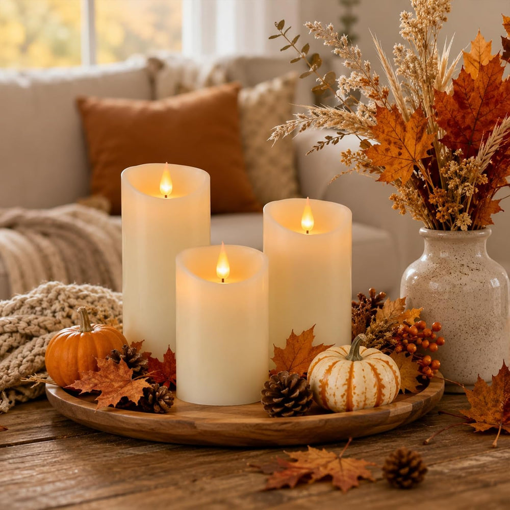 Lezonic Rechargeable Flickering Flameless Candles Battery Operated with Remot...