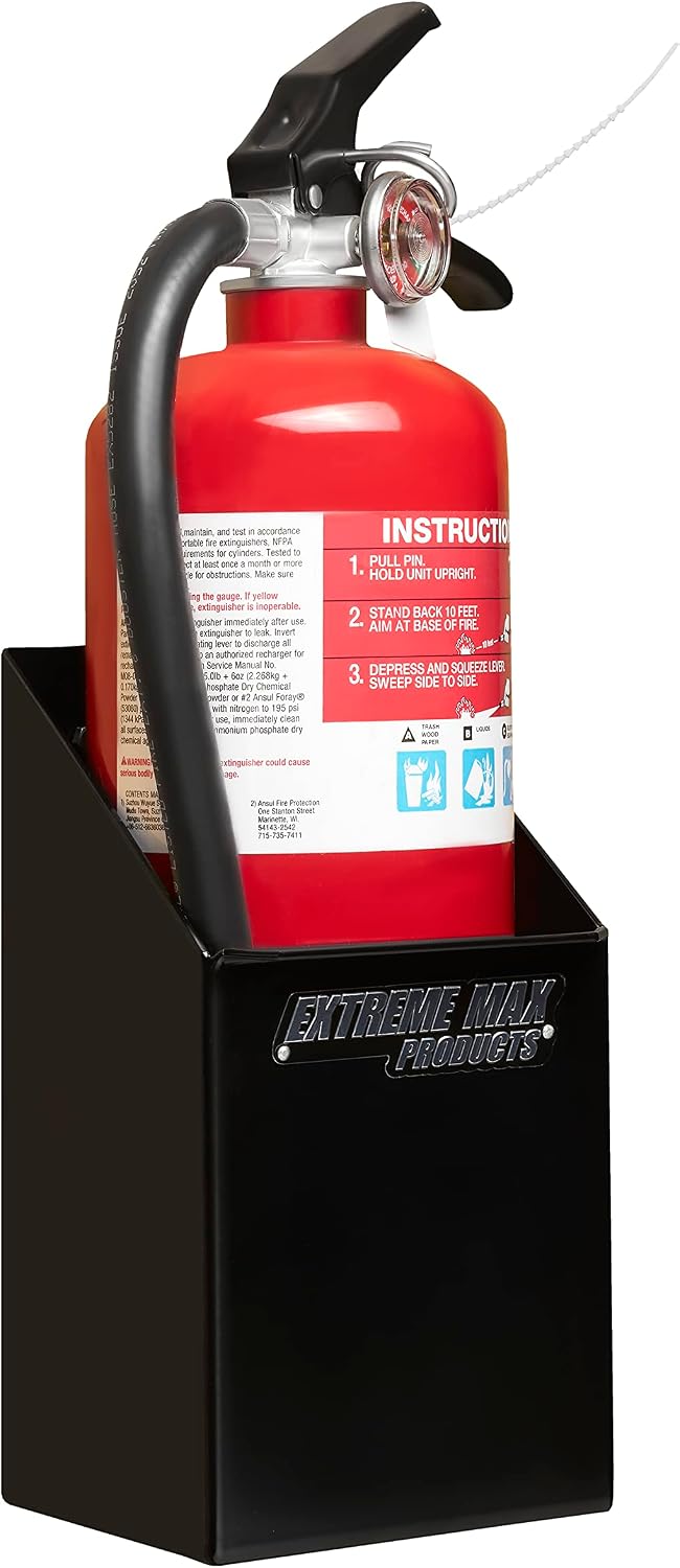 Extreme Max 5001.6185 Fire Extinguisher Holder – Wall-Mount Aluminum Storage ...