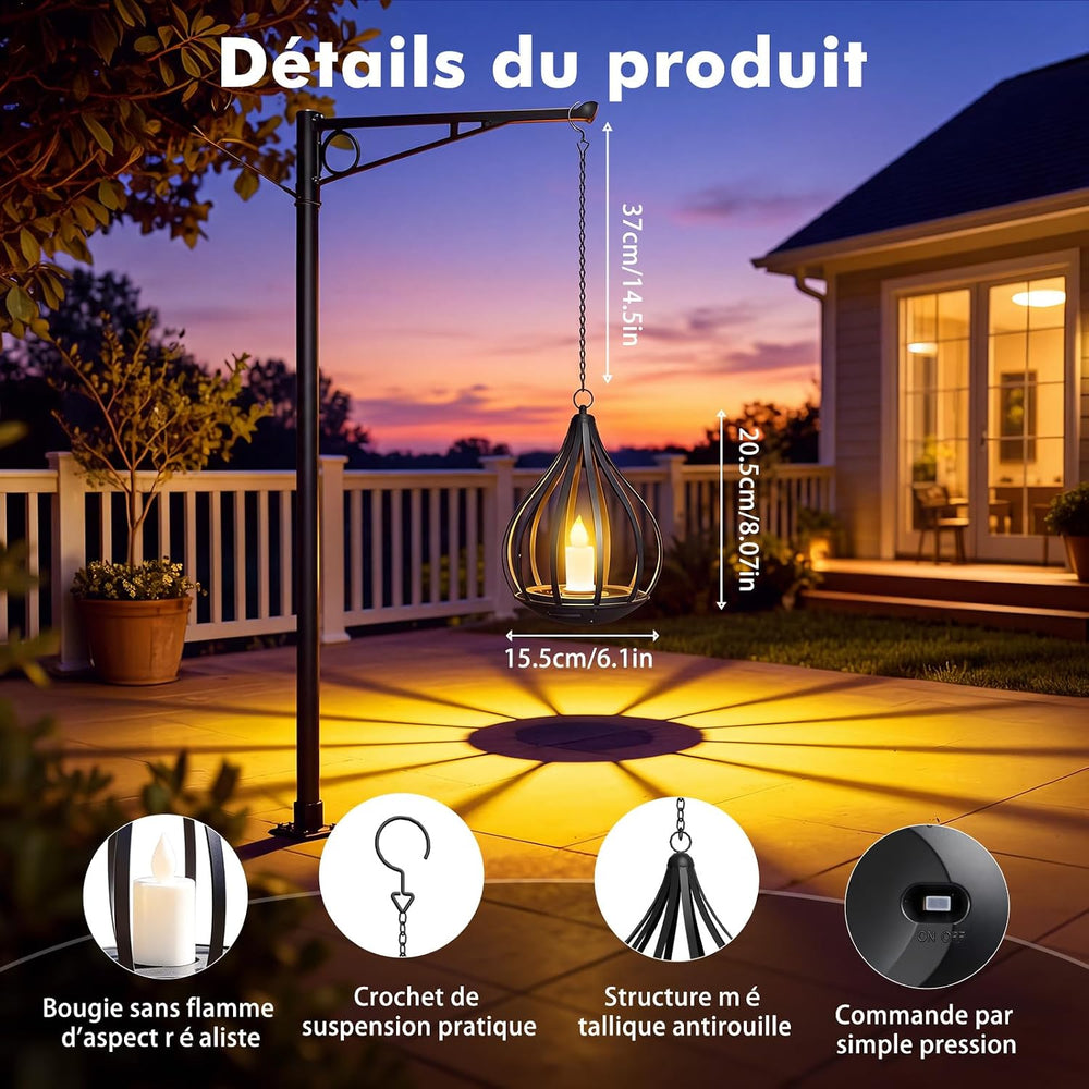 Solar Lanterns Outdoor Waterproof Hanging Solar Lights Outdoor Decor 2 Pack